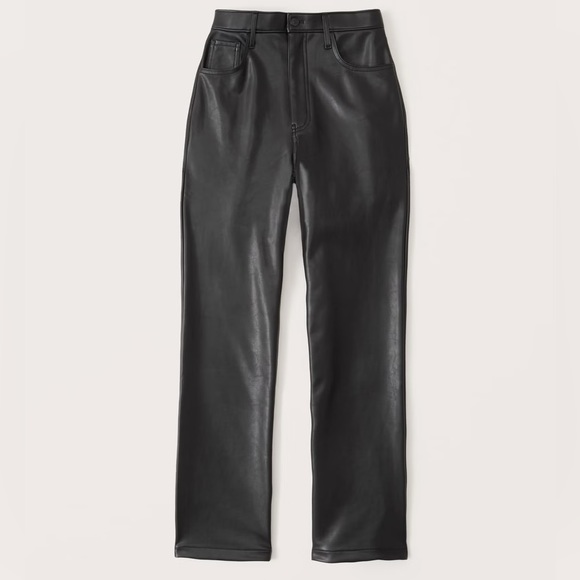 Abercrombie Curve Love Vegan Leather 90s Straight Pant - Picture 2 of 2